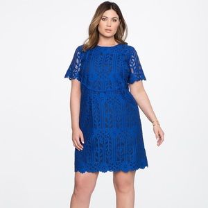 Royal blue and black formal lace dress